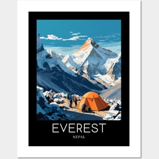 A Pop Art Travel Print of Mount Everest - Nepal Posters and Art